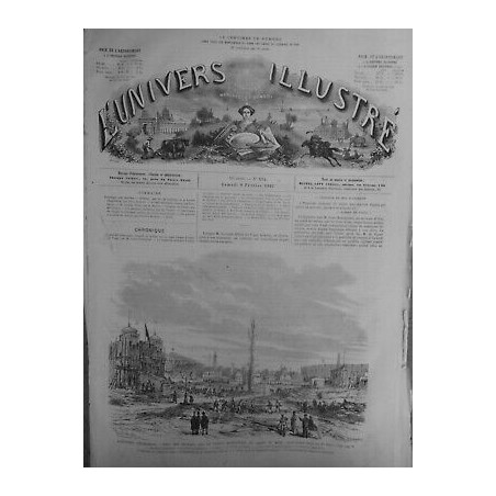 1867 UI EXPOSITION UNIVERSELLE TRAVAUX CHAMP MARS DESSIN RIOU