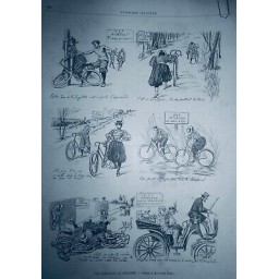 1896 VELOCIPEDE VELO CYCLISTE BIENFAIT CYCLISME SPORT EQUILIBRE DEBUTANT DANGER