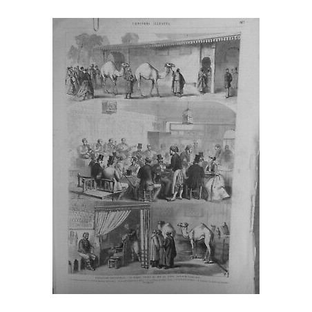 1867 UI EXPOSITION UNIVERSELLE BARDO PALAIS BEY TUNIS DESSIN JANET