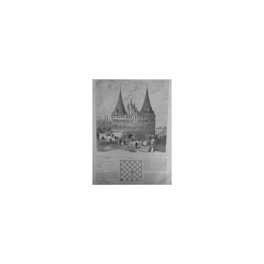 1867 UI LUBECK ALLEMAGNE TOURS HOLSTEIN DESSIN SMIDT