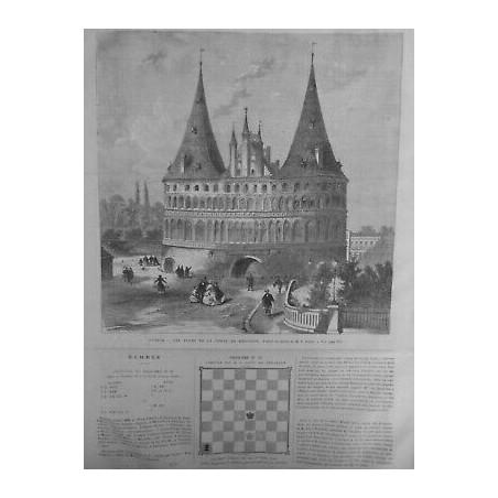 1867 UI LUBECK ALLEMAGNE TOURS HOLSTEIN DESSIN SMIDT