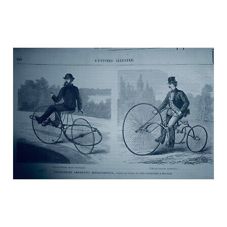 1869 VELOCIPEDE VELO CYCLISTE AMERICAIN MAC DONALD SAMUEL AMELIORATIONS