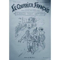 1897 TANDEM VELOCIPEDE VELO CYCLISTE DANGER VITESSE VOITURETTE DESSIN WILLETTE