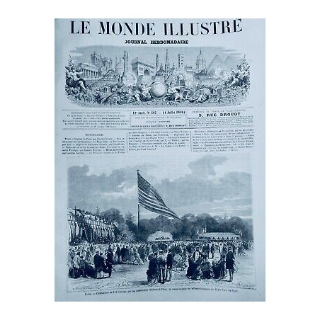 1868 PARIS CELEBRATION AMERICAINS ANNIVERSAIRE AFFRANCHISSEMENT ETATS UNIS NORD