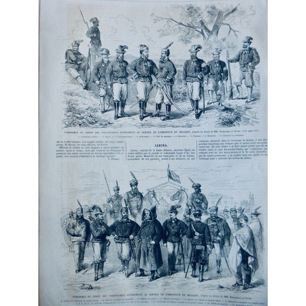 1865 UI UNIFORME ARMEE CORPS VOLONTAIRES AUTRICHIENS SERVICE EMPEREUR MEXIQUE