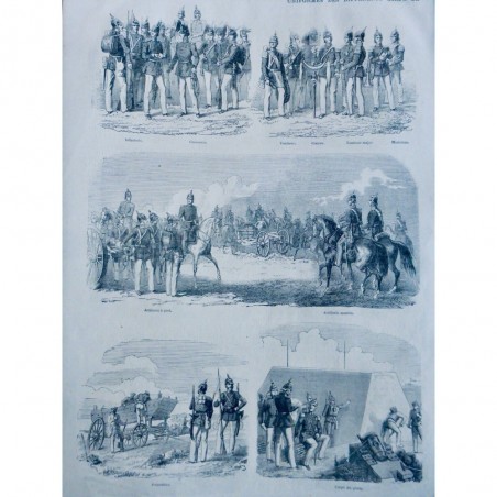 1866 UI UNIFORME ARMEE PRUSSIENNE CHASSEURS GENDARMERIE CHEVAL CHIRURGIENS