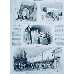 1868 MI JUIFS TETOUAN FAMILLE BAZAR VUE INTERIEURE BARRIO DESSIN CH.YRIARTE