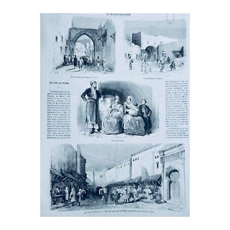 1868 MI JUIFS TETOUAN FAMILLE BAZAR VUE INTERIEURE BARRIO DESSIN CH.YRIARTE