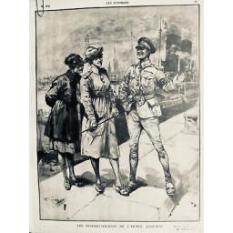 1914 1918 FEMME ANGLAISE SOLDAT ARMEE UNIFORME SOINS AMBULANCE 2 JOURNAUX