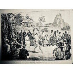 1882 TAHITI UPA UPA DANSE TAHITIENNE ROI POMARE V FREGATE FRANCAISE 3 JOURNAUX