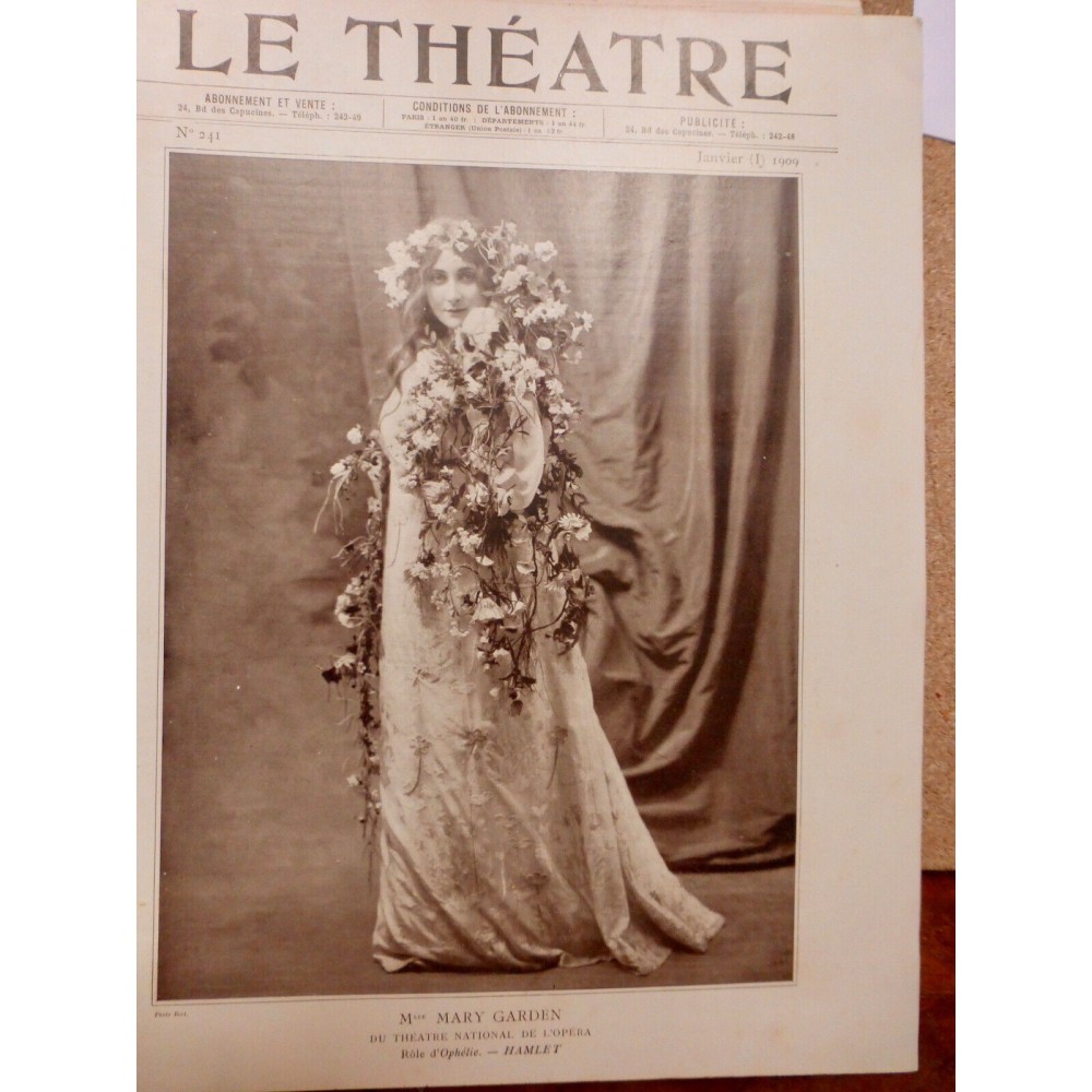 1909 THEATRE MARY GARDEN HAMLET MLLE CHENAL SANGA NELLY MARTYL