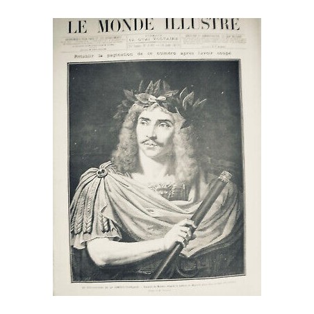 1879 MOLIERE PORTRAIT TABLEAU MIGNARD BOURGEOIS GENTLHOMME THEATRE 2 JOURNAUX