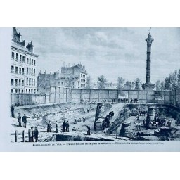 1868 MI EMBELLISSEMENT PARIS TRAVAUX PLACE BASTILLE ANCIENS FOSSES PRISON ETAT