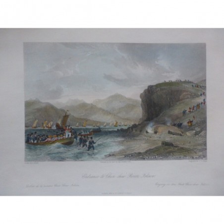 1843 CHINE RIVIERE CHIN CHEW FOLKIEN  GRAVURE ORIGINAL THOMAS ALLOM