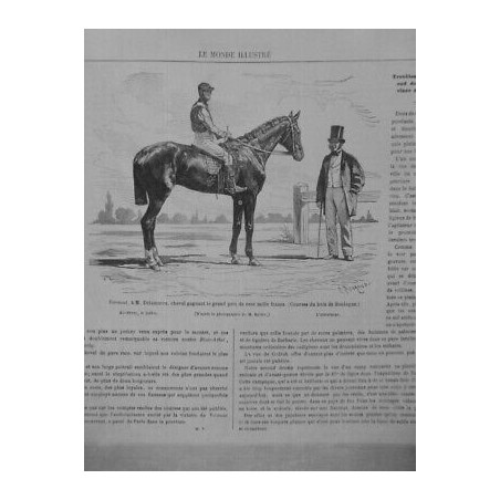 1864 PHOTOGRAPHIE VERMOUT CHEVAL GAGNANT GRAND PRIX BOIS BOULOGNE DELTON