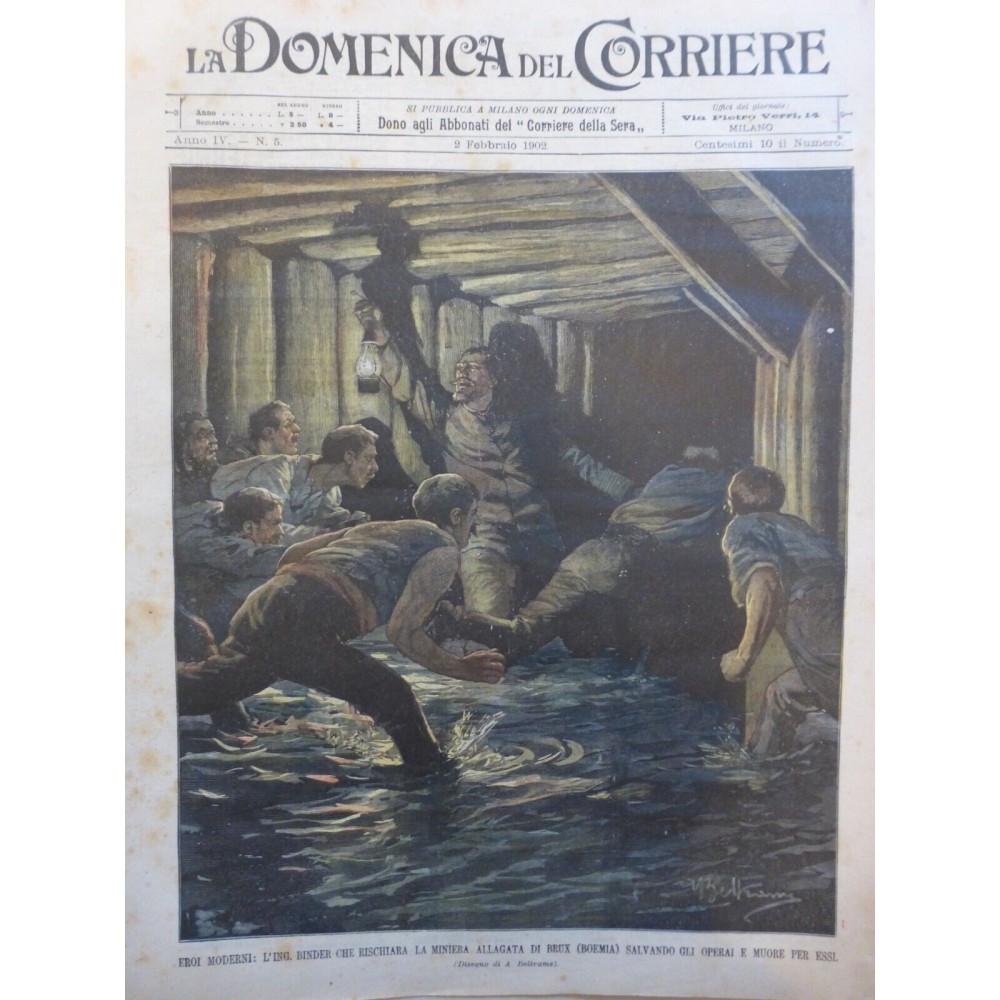 1902 DC MINE MINEUR INONDATION BRUX SAUVETAGE GALERIE BOHEME