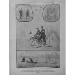 1898 UI AMBULANCES CYCLISTES TRANSPORT BLESSES BICYCLETTES