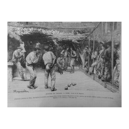 1872 UI JOUEURS BOULES ROME DESSIN H.REGNAULT