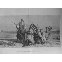 1872 UI ATTAQUE DESERT AQUARELLE M.C.HAAG