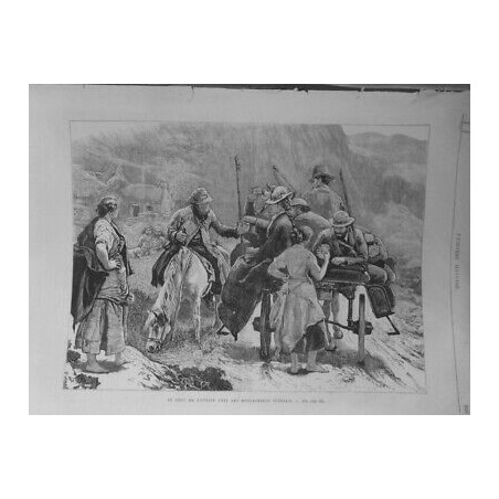 1872 UI COUTUME ECOSSAISE MONTAGNARDS COUP ETRILLER VERRE TOURISTES OFFRANDE