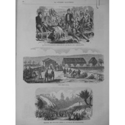 1870 GI AMBULANCES BRANCARDIER SOLDATS BLESSES