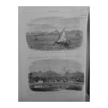 1874 UI SUMATRA BATEAU VOILE FORT VILLAGE PEDIR PAYS ATCHIN