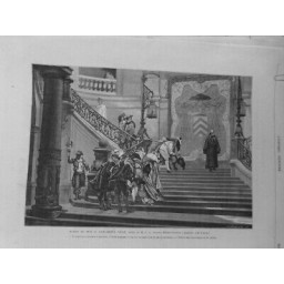 1874 UI EMINENCE GRISE TABLEAU L. GEROME COURTISANS ESCALIERS BREVIAIRE