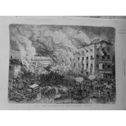 1874 UI PARIS INCENDIE RUE DE CITEAUX FAUBOURG ST ANTOINE ECHELLE POMPIER