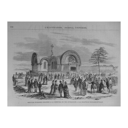 1871 SABLONVILLE CHAPELLE FUNEBRE DUC ORLEANS FOULE