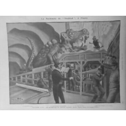 1894 1902 THEATRE DECOR MANEUVRE DRAGON PEINTRE SCENE 3 JOURNAUX