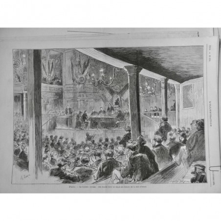 1876 I OUVRIER PARIS CONGRES SEANCE SALLE ECOLES DISCOURT HOMME LANCON