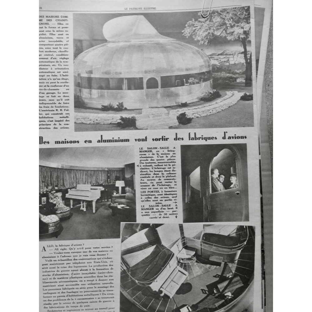 1946 PI FABRIQUE AVION MAISON ALUMINIUM CONSTRUCTION CHAMPIGNON