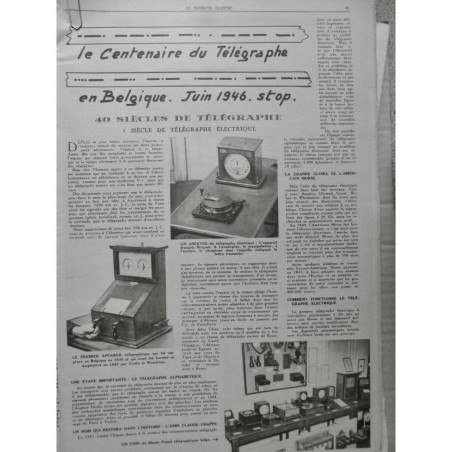 1946 PI BELGIQUE TELEGRAPHE ELECTRIQUE BREGUET MORSE ABBE CLAUDE CHAPPE