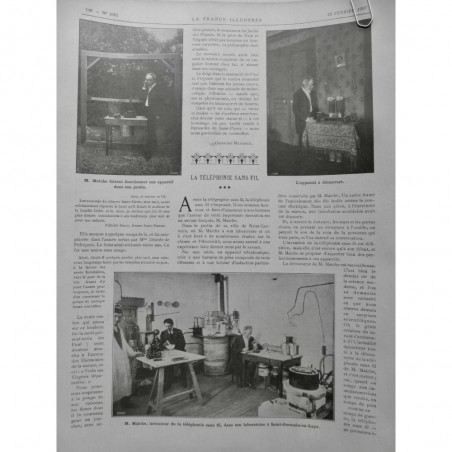 1907 FI TELEPHONE SANS FIL MAICHE, INVENTEUR LABORATOIRE ESSAI SAVANT FRANCAIS