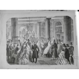 1858 MI OPERA THEATRE ITALIEN FIN SPECTACLE SORTIE FOULE DESSIN JANET