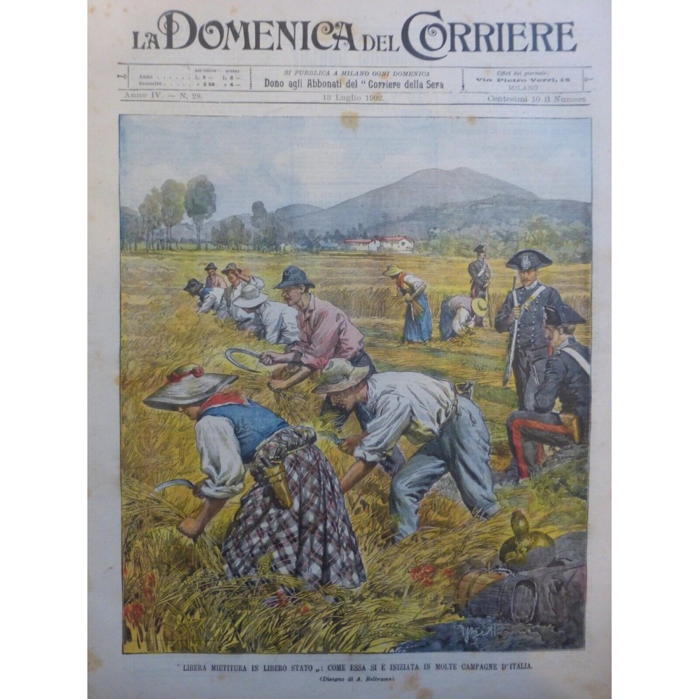 1902 DC PRODUCTION BLÉ RÉCOLTE GRATUITE ÉTAT LIBRE PROVINCES ITALIENNES