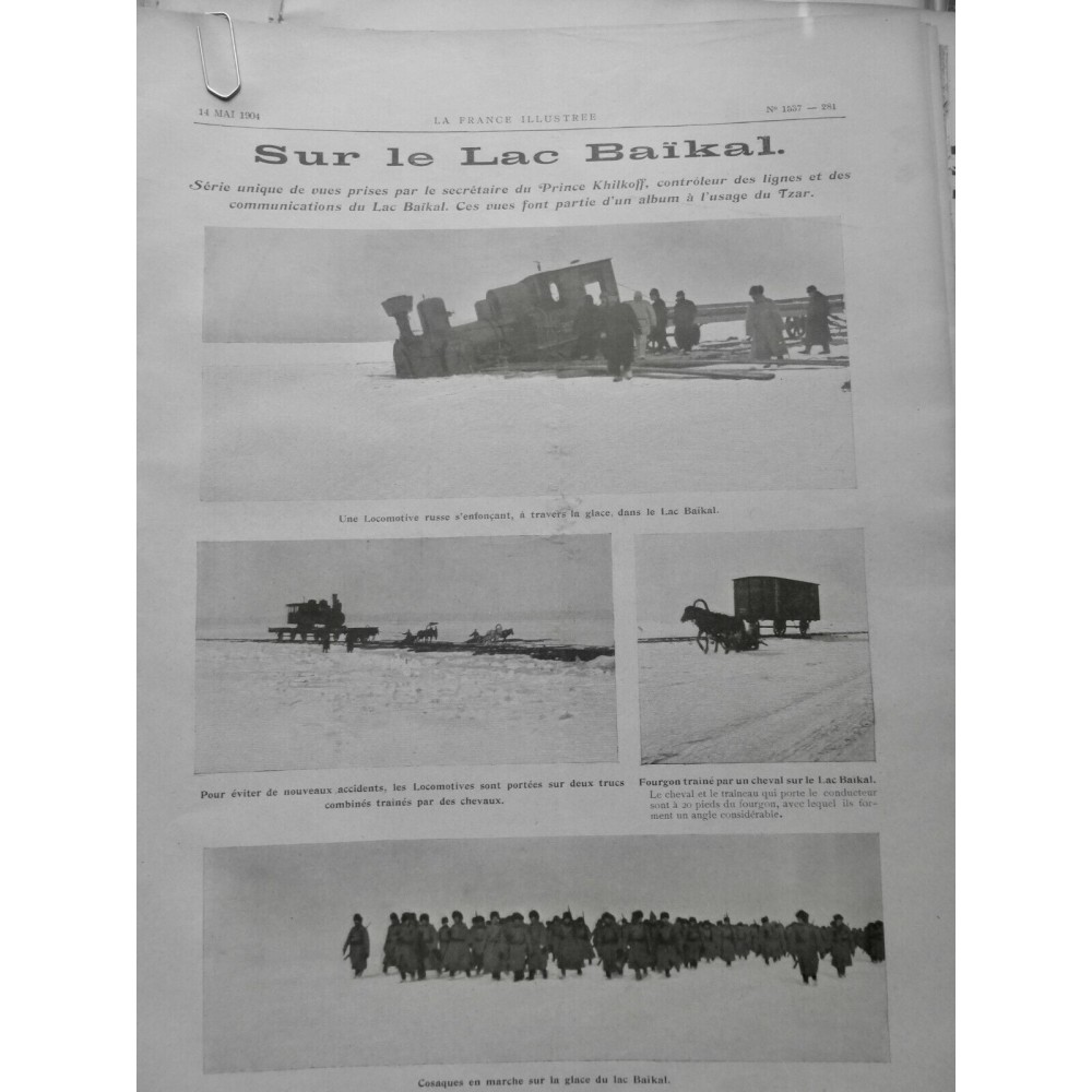 1904 FI LAC BAÏKAL RUSSIE TZAR LOCOMOTIVE CHEMIN FER GLACE ACCIDENT KHILKOFF