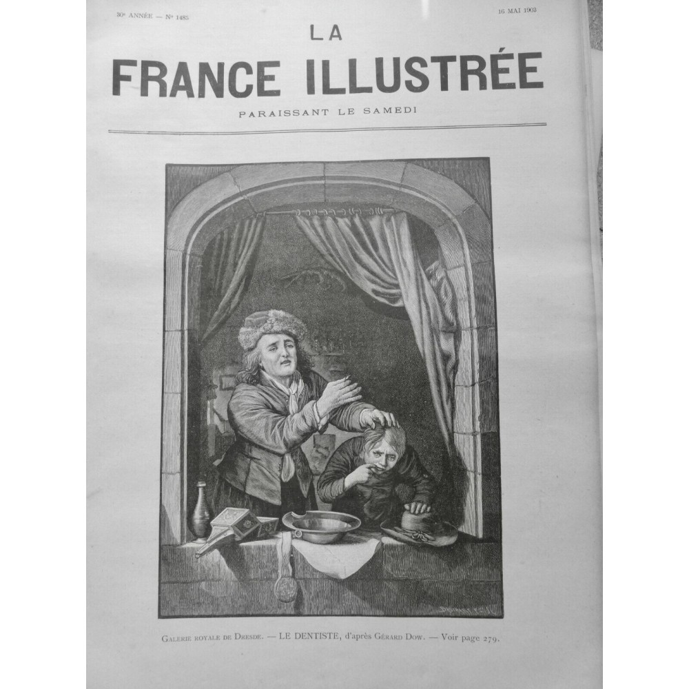 1903 FI DENTISTE EXTRACTION DENT ARTIFICIELLE ARRACHEUR SOIN TABLEAU DOW