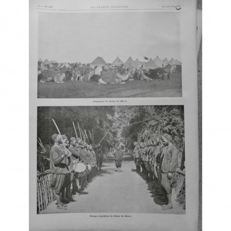 1903 FI SULTAN MAROC CAMPEMENT TROUPE REGULIERE CHAMEAU TAMBOUR