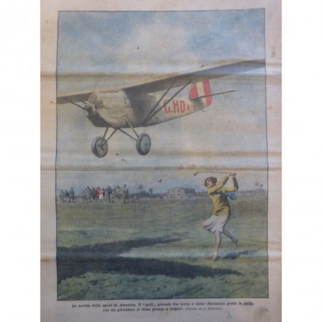 1928 DC AIR AVIATION BALLON GOLF ENTRE TERRE ET CIEL AVIATEUR LANCE BALLE