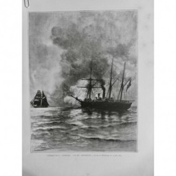 1864 1889 ALABAMA KEARSEAGE CORSAIRE COMBAT CORVETTE CHERBOURG 2 JOURNAUX