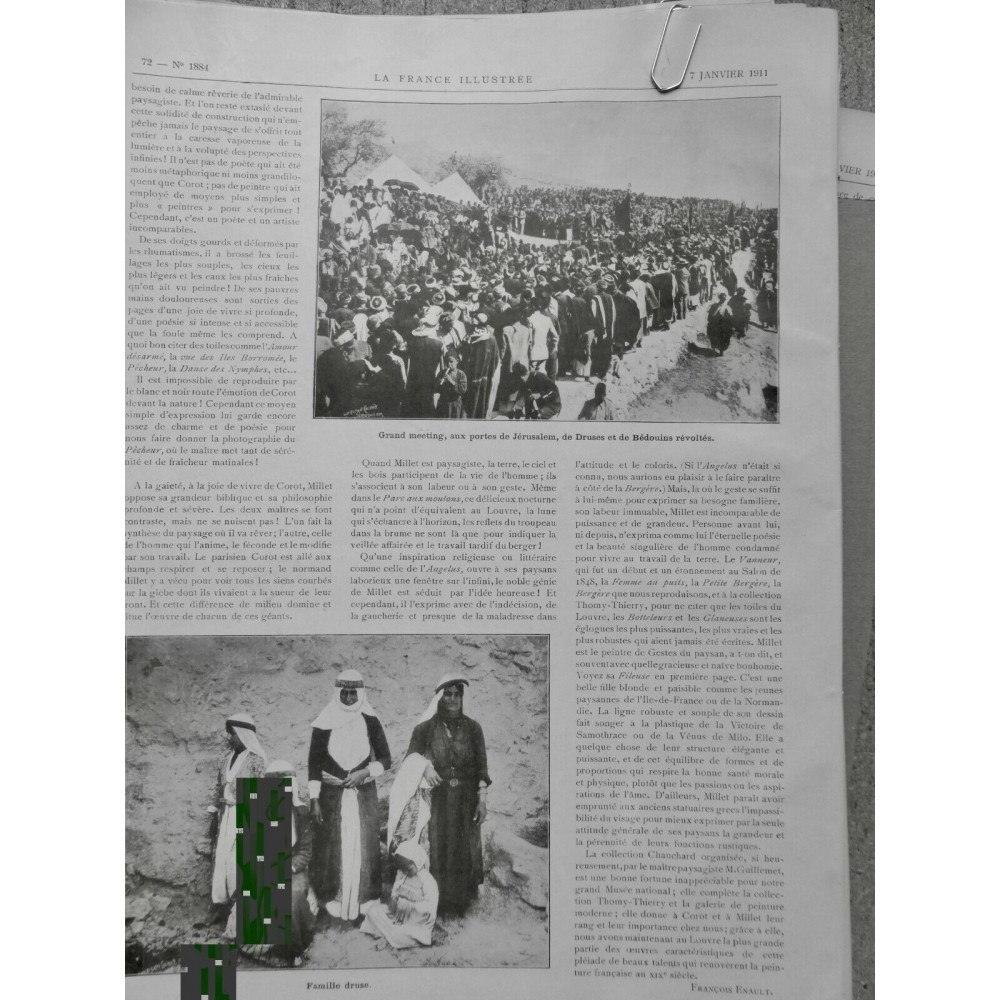 1911 FI JERUSALEM MEETING DRUSES BEDOUINS REVOLTE FAMILLE COSTUME LOCAL