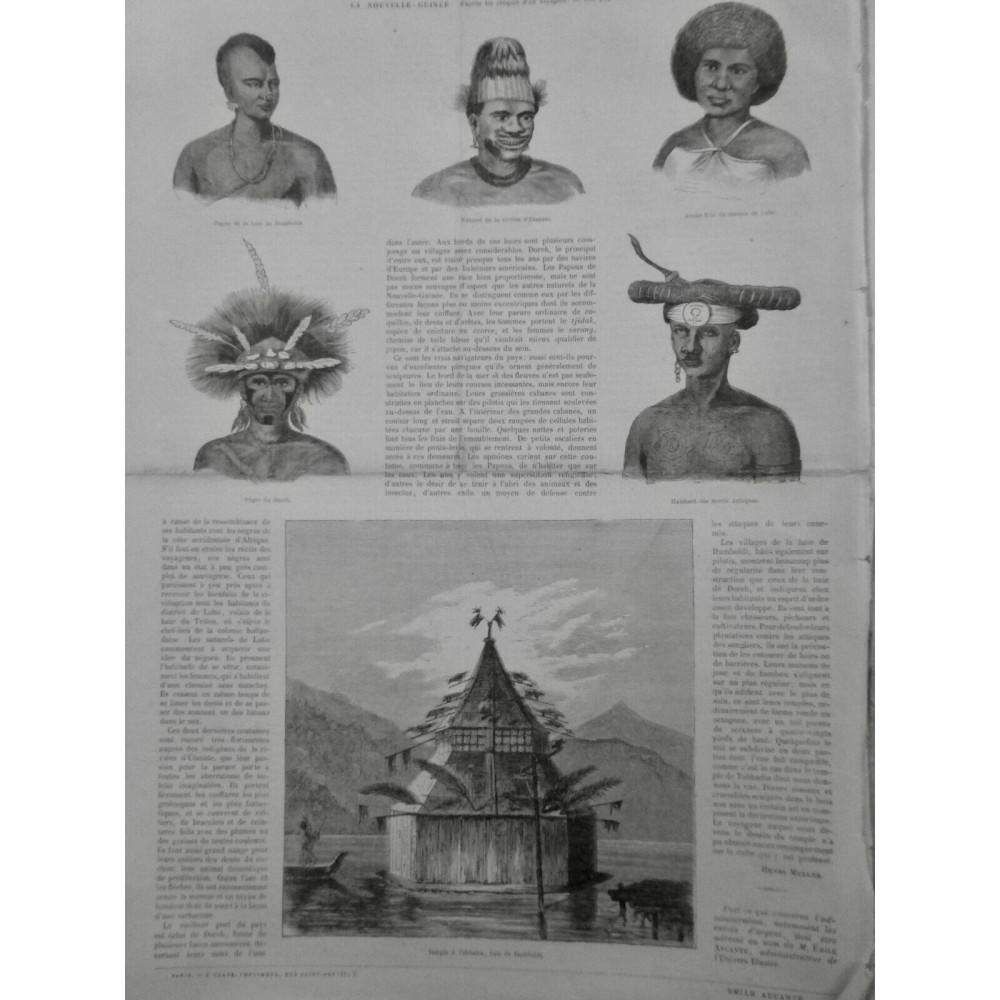 1867 UI TATOUAGE PIERCING NOUVELLE GUINEE OREILLE PERCEE ANNEAU BATON INDIGENE