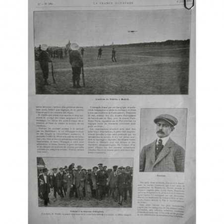 1911 FI MADRID ARRIVEE VEDRINE AEROPLANE COURSE WIMILLE PORTRAIT VAINQUEUR