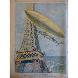 1901 PP AVIATION AERONAUTIQUE SANTOS DUMONT BALLON DIRIGEABLE TOUR EIFFEL