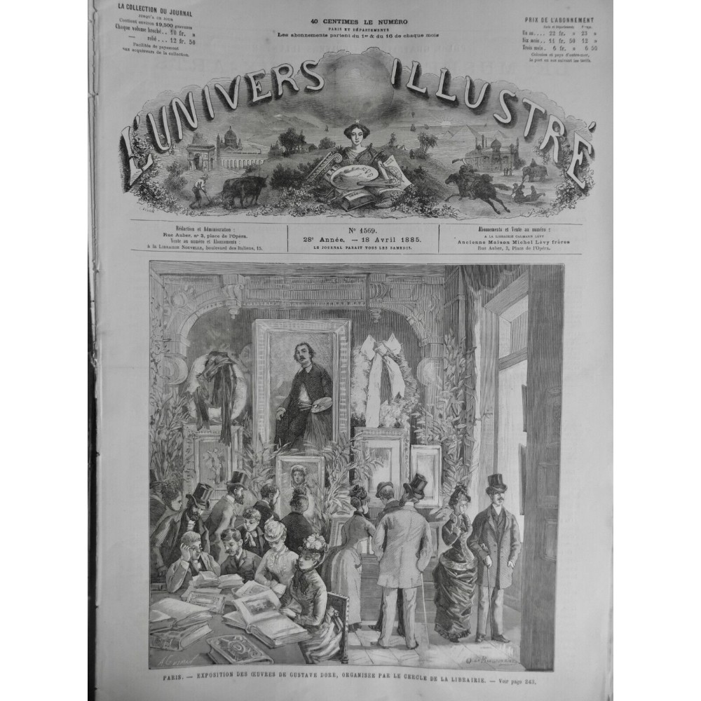 1885 UI PERSONNALITES GUSTAVE DORÉ EXPOSITION OEUVRES CERCLE LIBRAIRIE TABLEAU