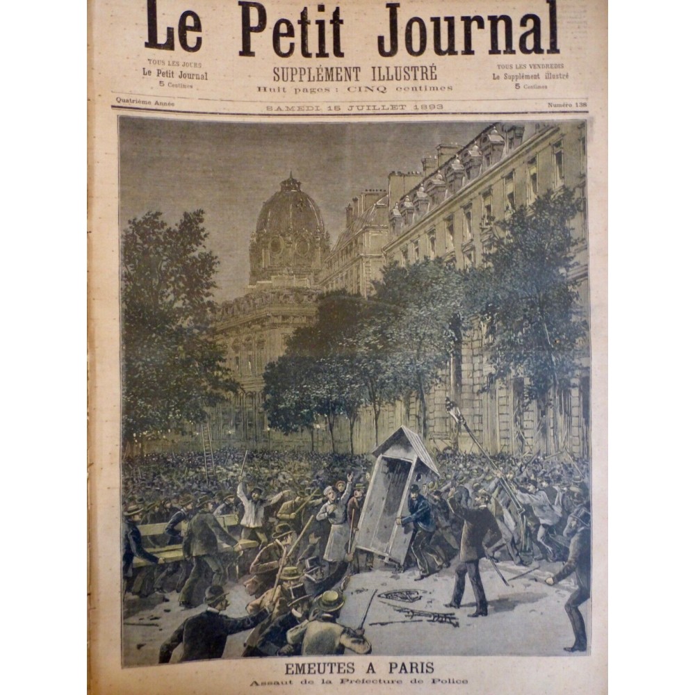 1893 PJ PARIS EMEUTES REVOLTES ASSAUT PREFECTURE POLICE