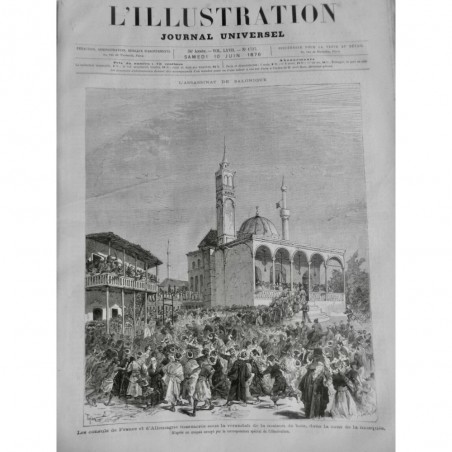 1876 I SALONIQUE ASSASSINAT CONSULS FRANCE ALLEMAGNE COUR MOSQUEE