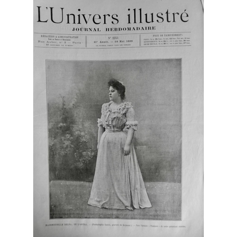 1898 UI PERSONNALITES MLLE DELNA OPERA PORTRAIT PHOTO CAMUS