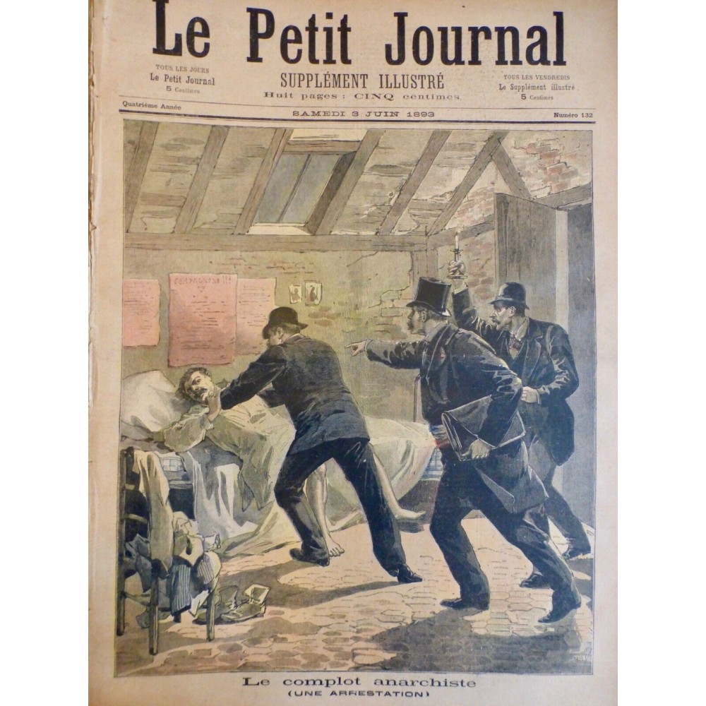 1893 PJ ANARCHISTE COMPLOT ARRESTATION POLICE